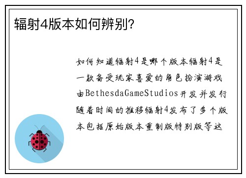 辐射4版本如何辨别？